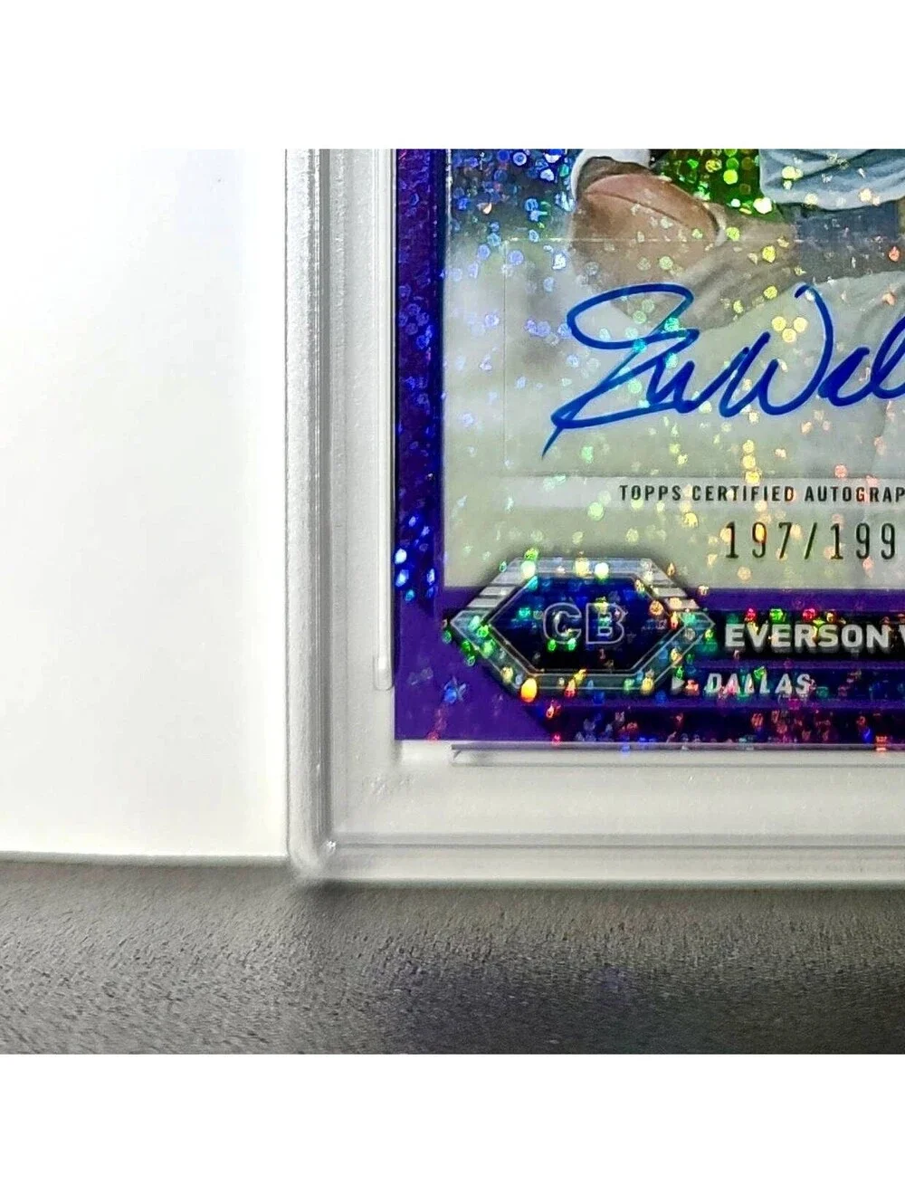 Everson Walls 2023 Topps Chrome Purple Speckle Refractor 197/199 PSA 10 Auto 9